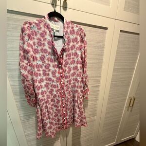 SALONI Long Sleeve Floral Dress - Blue and Red